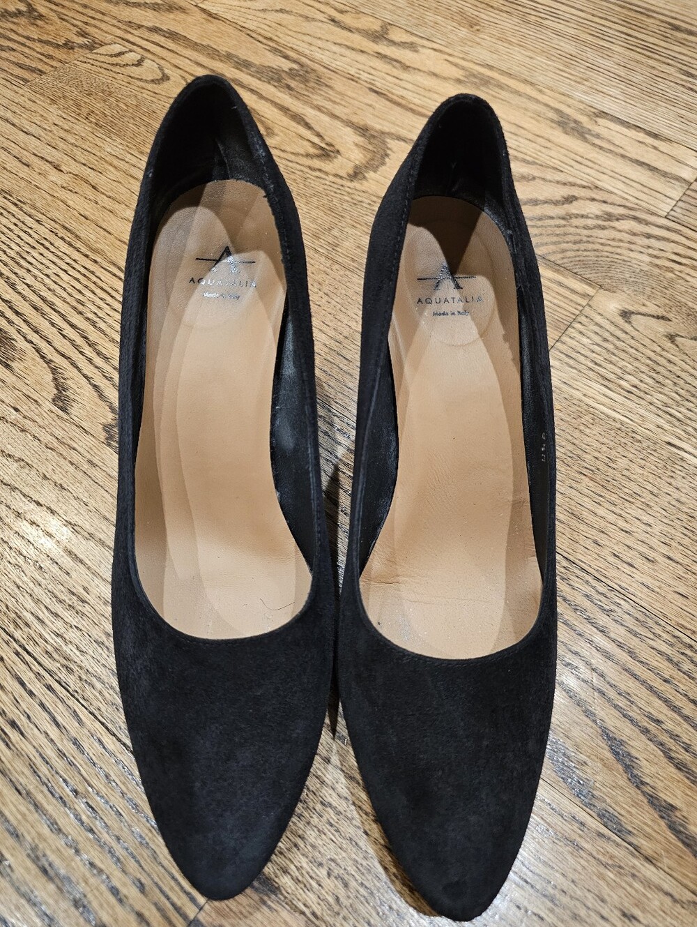 Aquatalia Posie Black Suede Wedge Pumps